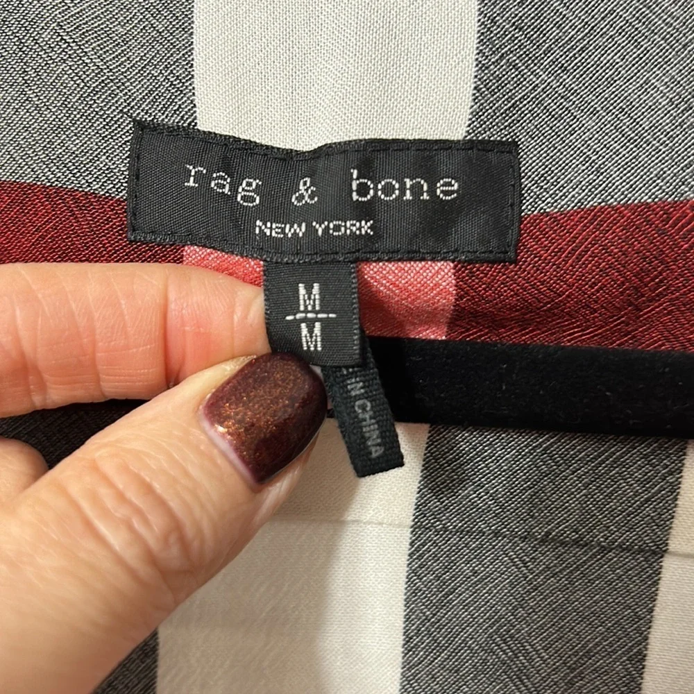 rag & bone Checkered Red and White Midi Dress - Picture 3 of 6